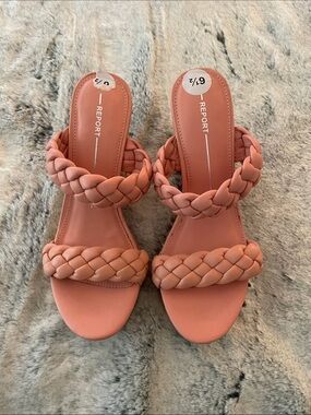 Report Braided Double-Strap Slide Sandals - Coral Pink